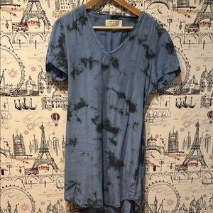Anthropologie - Cloth and Stone - Blue and Black Tie-Dye Short Sleeve dress